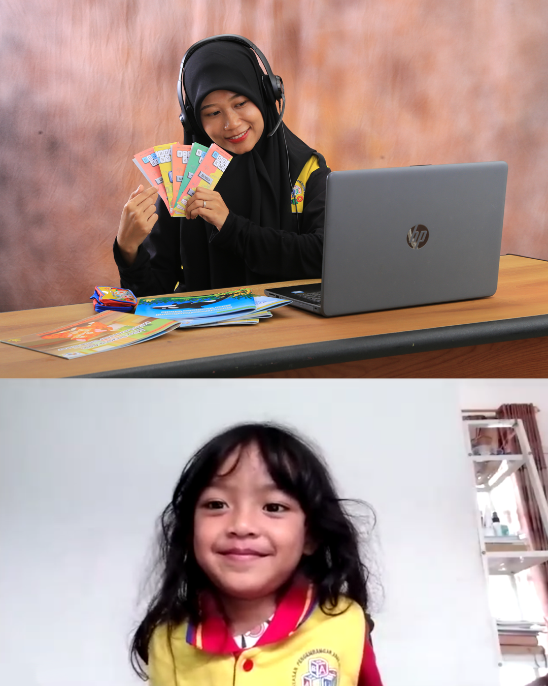 Ananda belajar bersama guru biMBA
